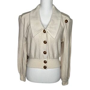 St. John Collection Cream Button Front Cardigan Jacket Size 4